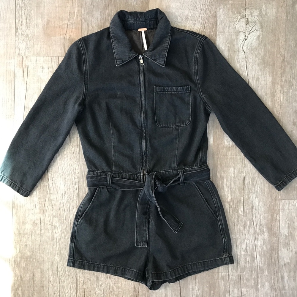 Free People Green River Denim Romper - Picture 8 of 15